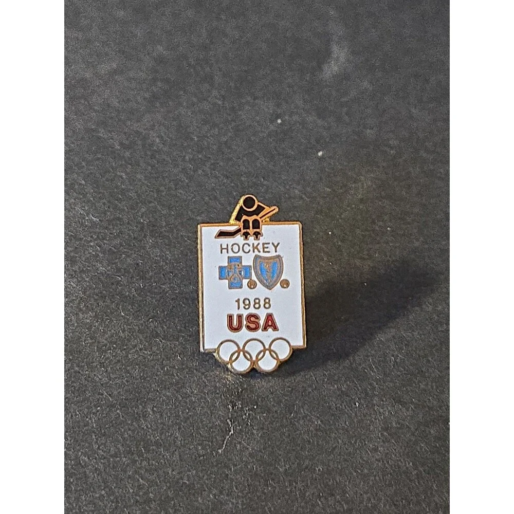 Vintage 1988 Olympic Team USA HOCKEY Blue Cross Blue Shield Lapel Hat Pin Enamel